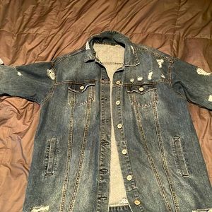 Distressed jean jacket